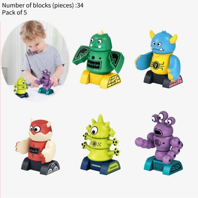 Magnetic Flying Disc Monster Toy For Kids 3-6 Years Diy Airplane Building Set With Magnetic Blocks Plastic Material Size 38*33*7.6cm