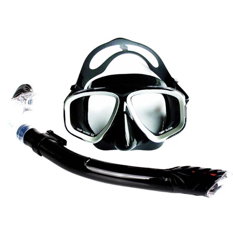 SBART Tempered Glass Diving Mask and Dry Snorkel Set