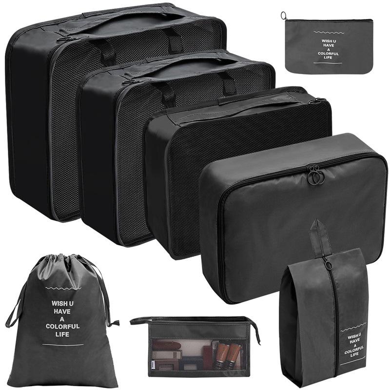 Travel Storage Set: Foldable Toiletry, Makeup, Clothes, Shoes, Digital Accessories, and Drawstring Luggage Bags.