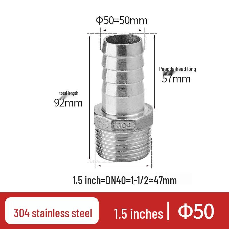 304 Stainless Steel Hex Male Thread Pagoda Fitting for Water/Air Hose
