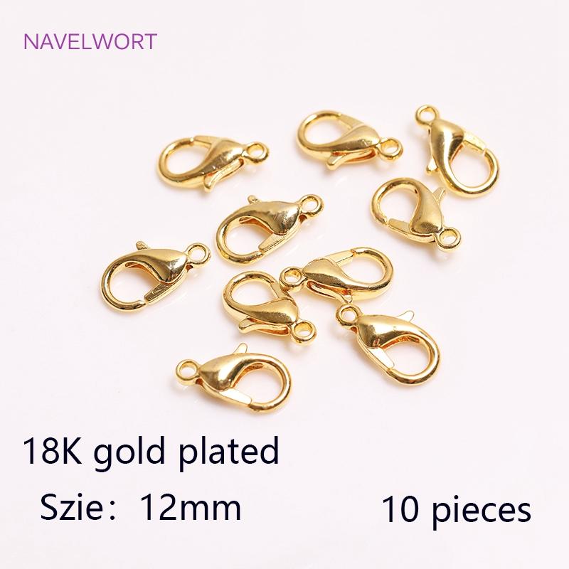 18K Gold Plated Lobster Clasps Spring Clasps End Tip Covers Crimp Beads Covers Wire Protectors DIY Jewelry Making Accessories