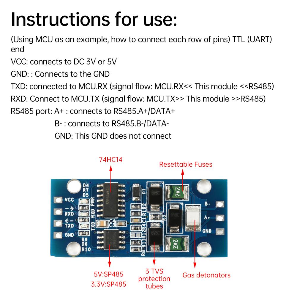 DC 3.3V/5V TTL turn RS485 Module 485 to Serial UART Level Mutual Conversion Hardware Automatic Flow Control