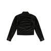 Onoff Women S Cropped Velour Jacket Of1103lb Black