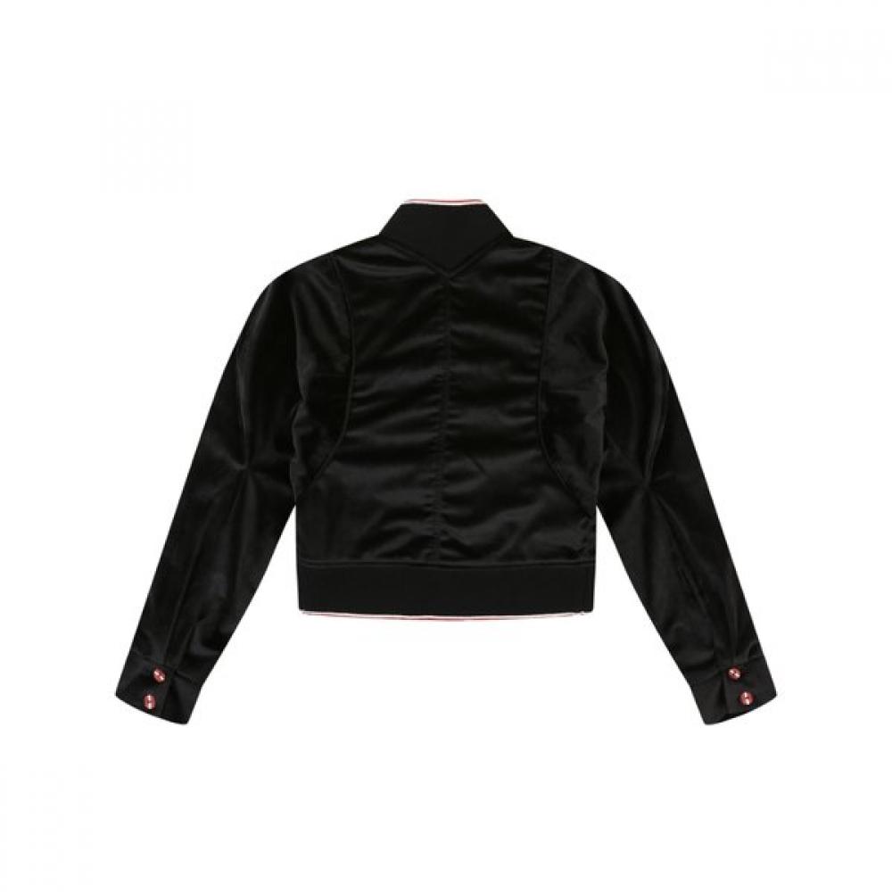 Onoff Women S Cropped Velour Jacket Of1103lb Black