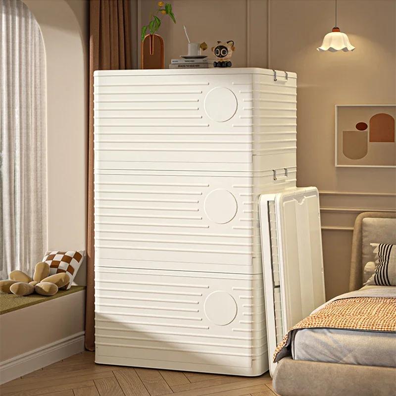 Super Large Capacity Storage Bin With Wheels Foldable Clothes Storage Box Bedroom Stackable Durable Clothing Organizer Box