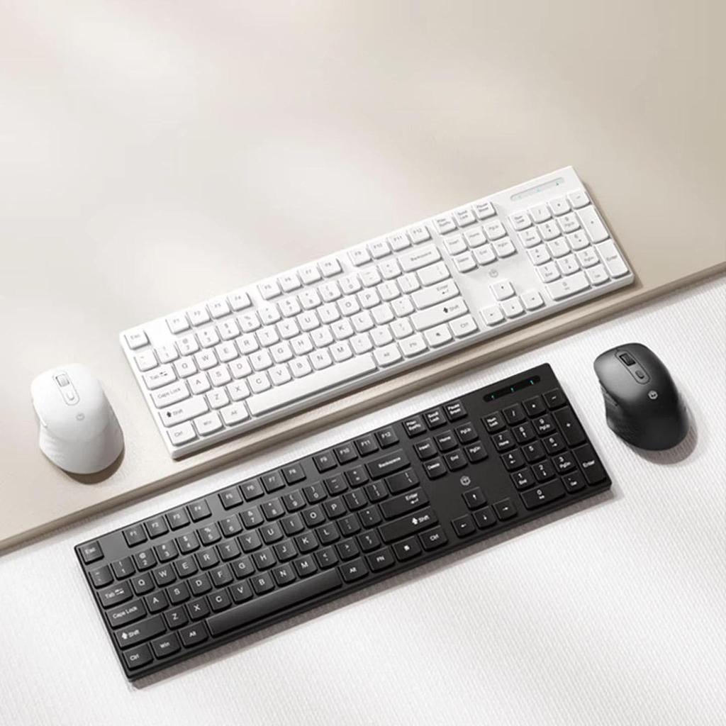 Wireless Keyboard And Mouse Set, Lightweight Portable, Full-Size Office Quiet, 104-Key, 2.4G Wireless, Office Set, White