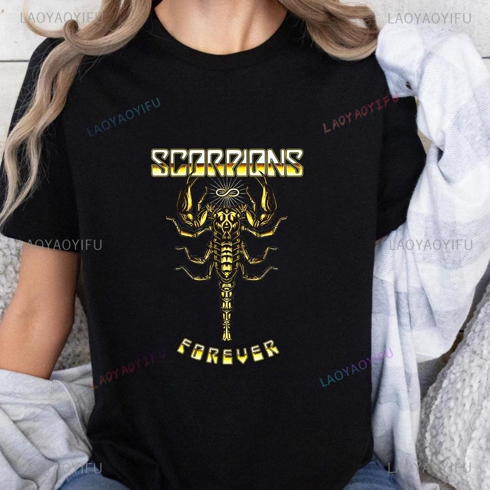 Loose and Retro Scorpions Rock Band Summer Y2K Short-sleeved Shirt Suitable for Both Men and Women, Large Size T-shirt