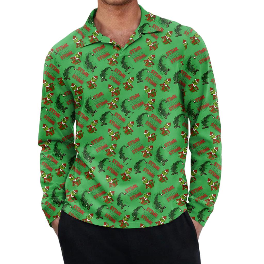 Men's Casual Retro Small V-neck Long-sleeved Top