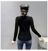 2024 European Autumn/Winter Rhinestone Cutout High Neck Slim Long Sleeve Shirt