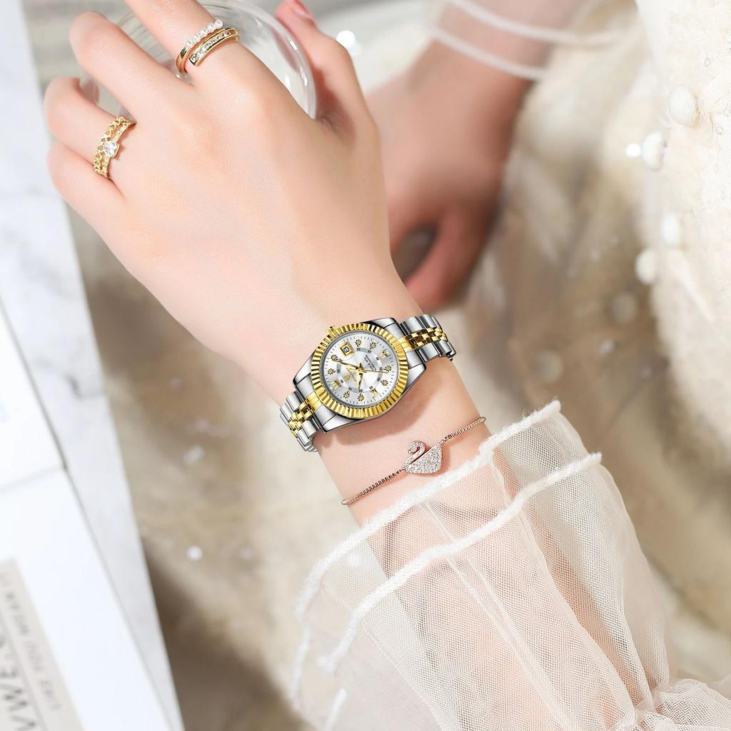 POEDAGAR Fashion Luxury Ladies Wristwatch Waterproof Luminous Date Watch For Women Stainless Steel Quartz Trendy Women's Watches
