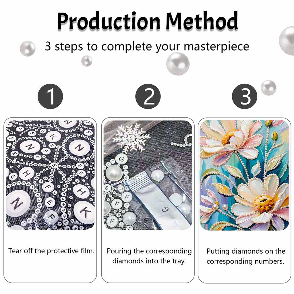 Pearl painting handmade diy 5D pearl painting kit flower design home wall decoration art