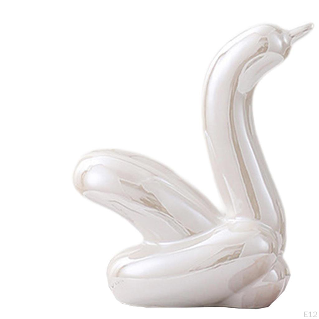 Ceramic Swan Statue Table Decoration Glazed Home Decor for Office Desk Entry