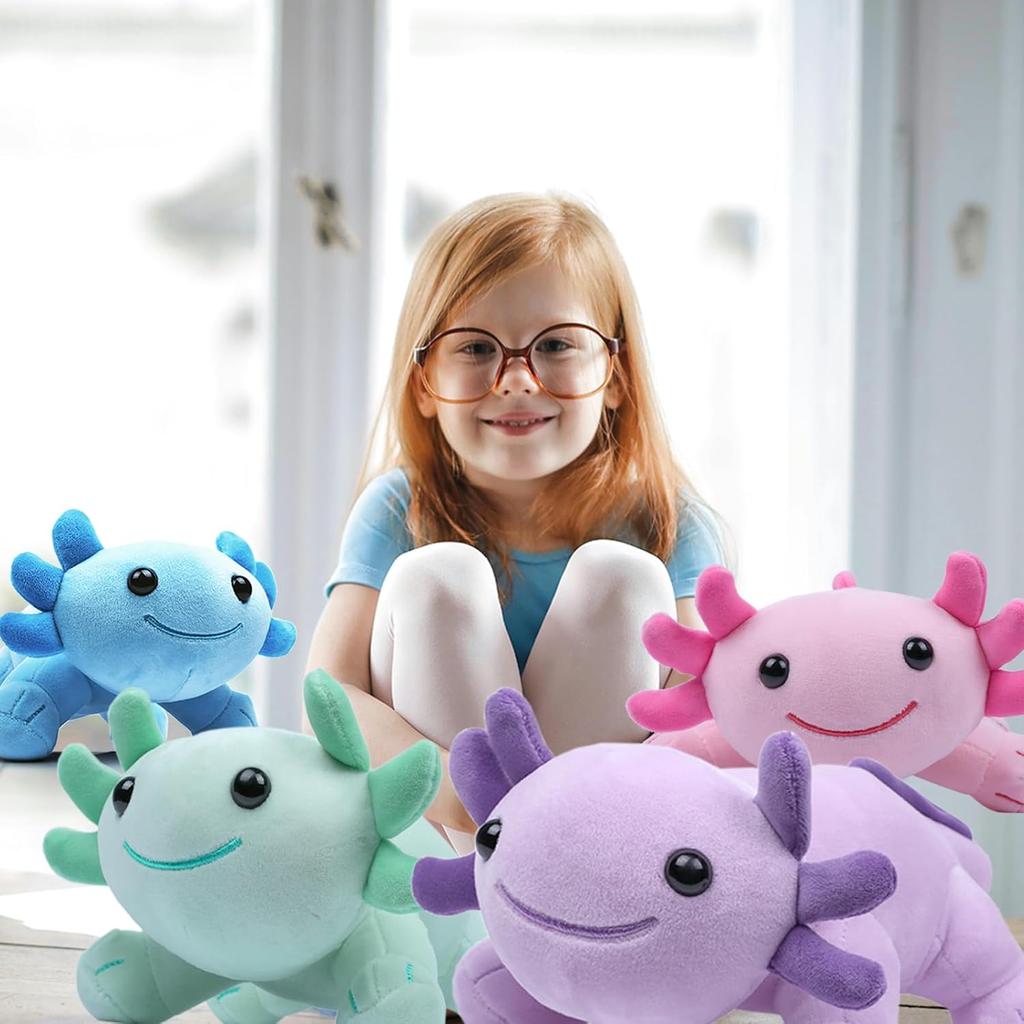 Axolotl Plush Toy 10.8” Soft Cute Axolotl Stuffed Cotton Plush Pillow Kawaii Salamander Animal for Boys Girls Kids Gift