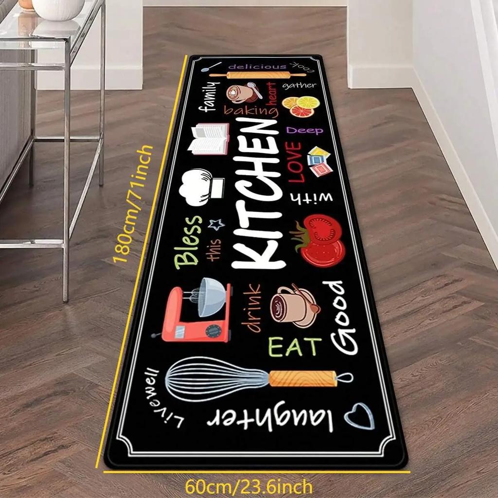 VIKAMA 1/2 Pcs Kitchen Printed Floor Mat Durable and Wear-Resistant, Home Kitchen Floor Mat Laundry Room Carpet Home Decor