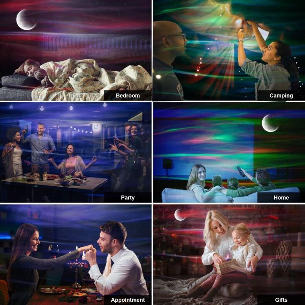 Aurora Starry Sky Colorful Laser Projector Galaxy LED Moon Star Cloud Projection Device Bedroom Decor Atmosphere Night Light