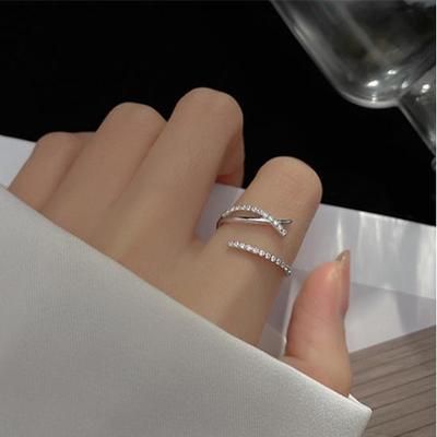 Geometric Diamond Studded Polygonal Minimalist Open Ring