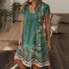 Women's Fashion Summer Casual Short Sleeve Floral Print Dresses