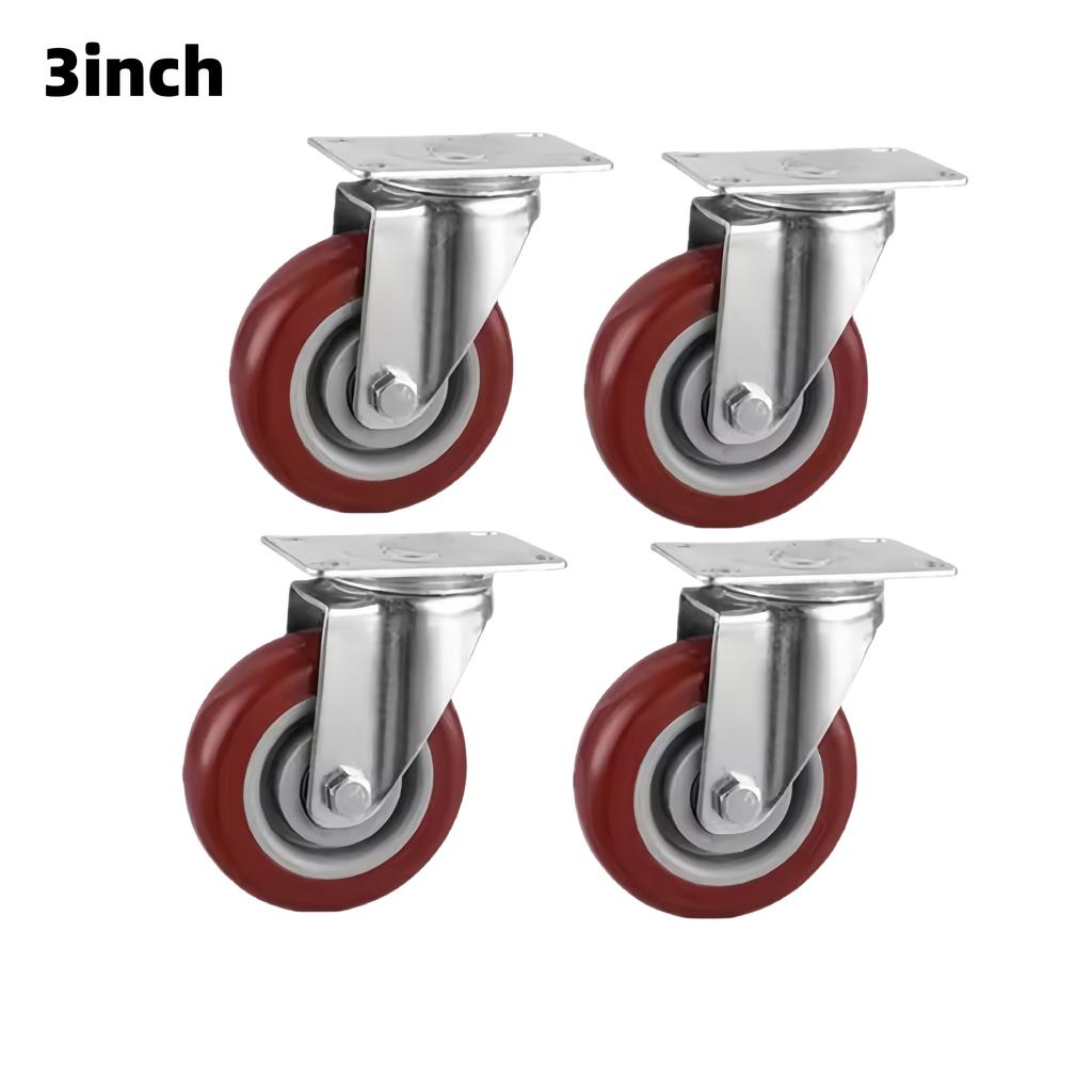 4Pcs 4 Inch/3inch Caster Wheel Heavy Universal 360° Swivel Silent Brake Wheels Caster Furniture Wear Platform Trolley Household
