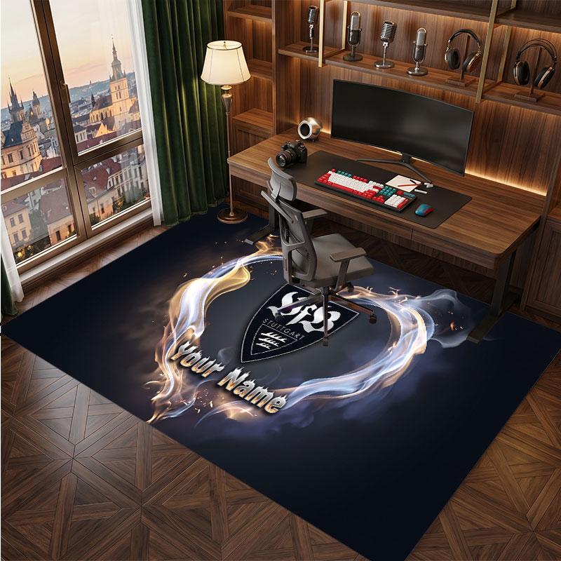 Tappeto in Cristallo Vellutato Personalizzato VfB Stuttgart FC, Stampa Testo Nome Personalizzato, Logo Calcio Morbido Tappetino Antiscivolo Decorazione Casa Regalo