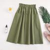 Summer High Waist Slimming Solid Color Pocket Skirt All-match Loose Waist Casual Mid-length Skirt for Women