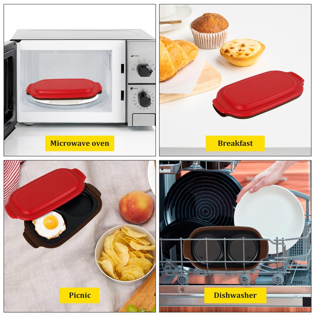 Microwave Egg Cooker 2 Cavity Silicone Microwavable Egg Poacher and Fryer for Breakfast Sandwiches Dishwasher Safe 2 Cavity