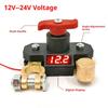 12V-24V Car Battery Disconnect Switch With Digital Voltmeter Bidirectional Joint Can Rotate Power Disconnect Switch