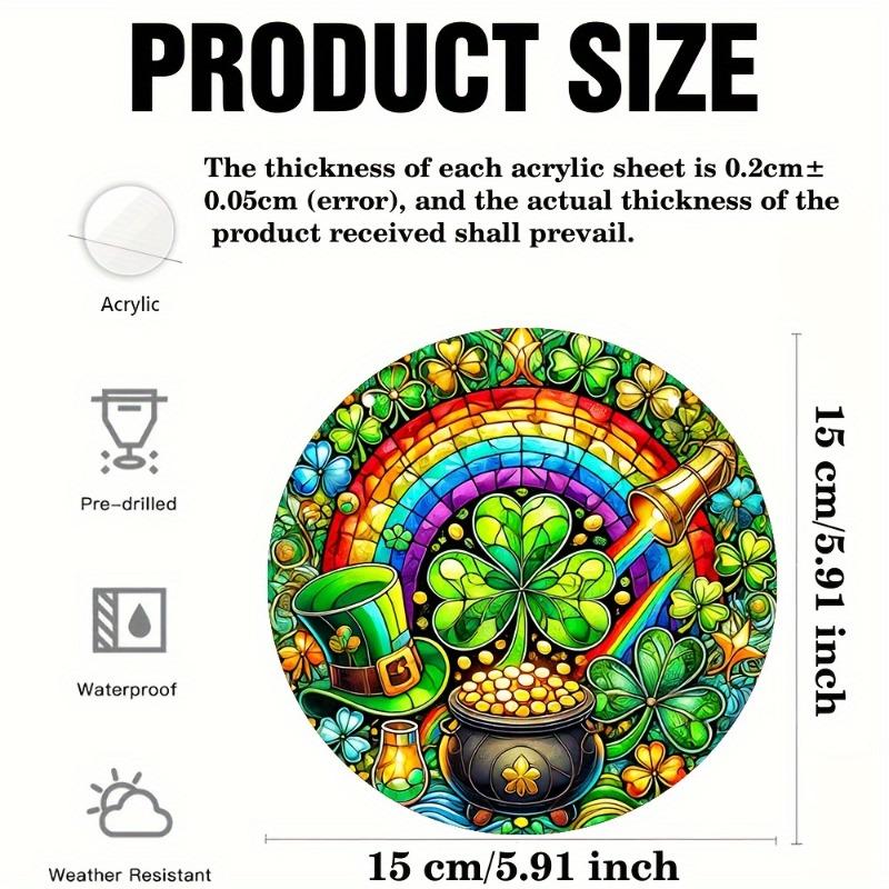 2D Flat St Patrick'S Day Acrylic Decoration Sign, Shamrocks, Rainbow & Pot of Golden Design, Home Decor Plaque Hanging Wall Art Decorative Garden Deco