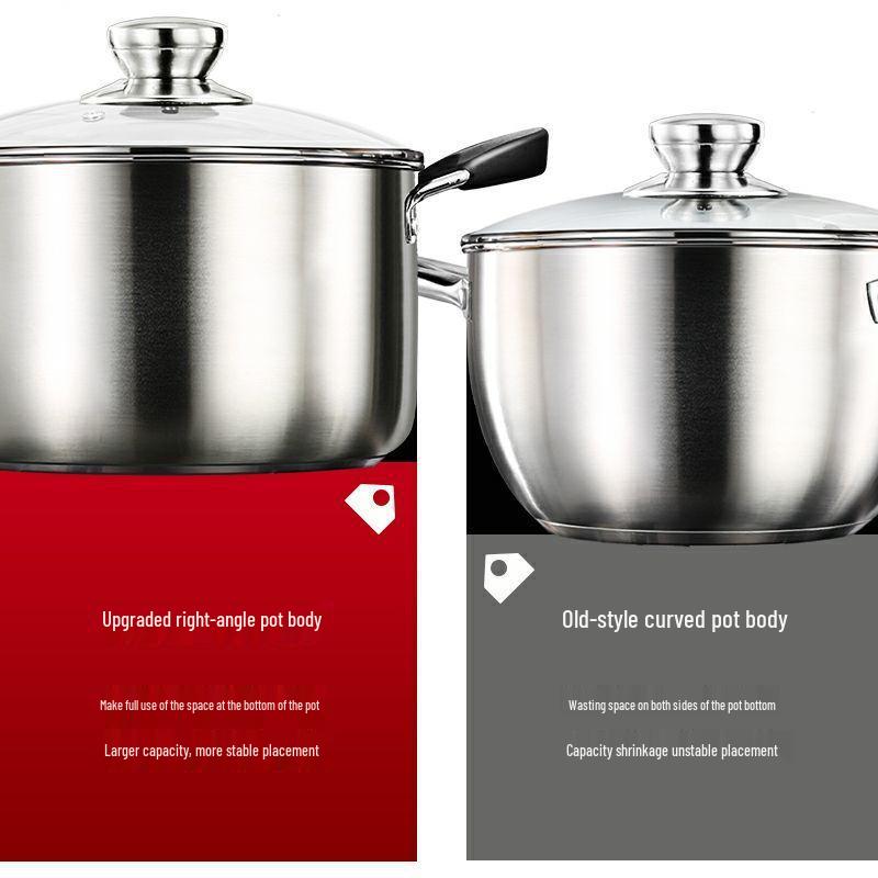 Double-Layer Stainless Steel Stockpot with Steamer for Porridge, Noodles, and Soup - Compatible with Induction and Gas Stoves