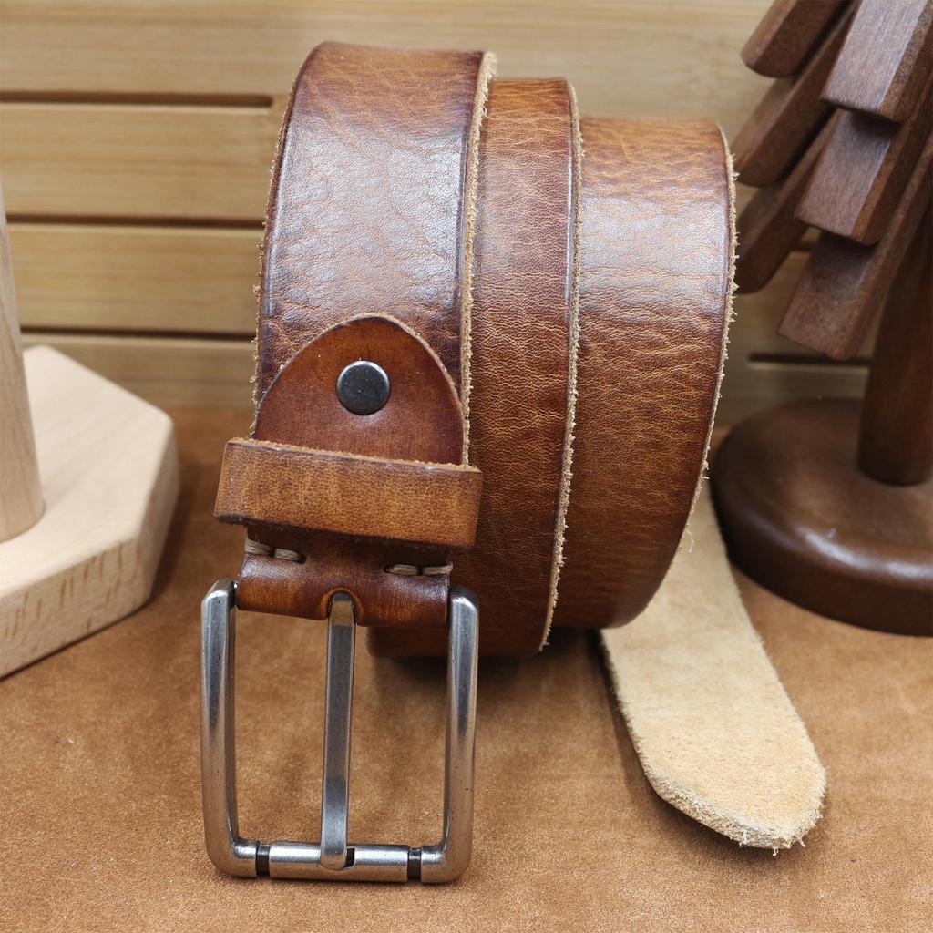 Men's Minimalist Luxury Leather Belt, Genuine Cowhide, Fashionable & Versatile, Suitable for Casual or Formal Wear.