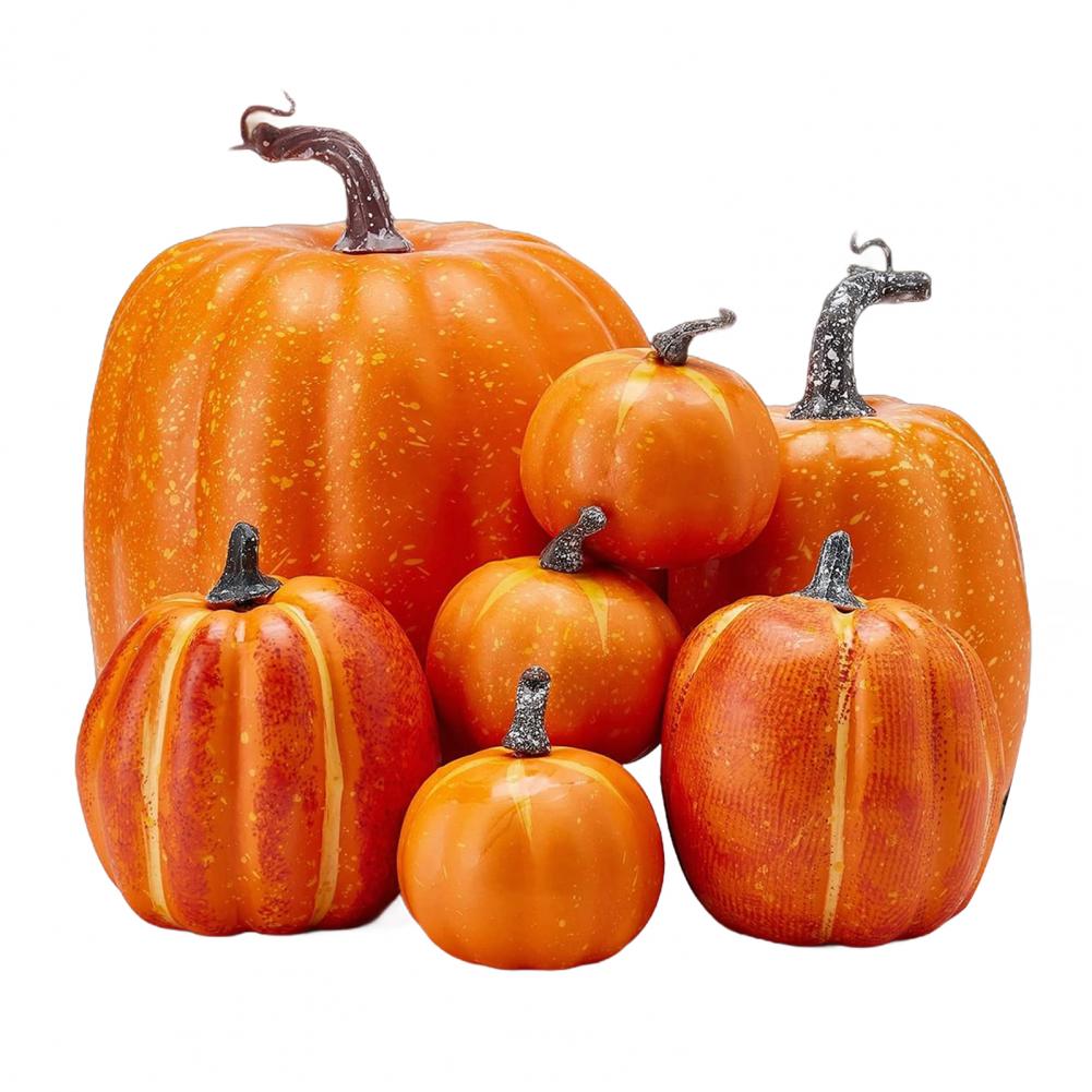 Artificial Pumpkin Decoration Durable Festive Pumpkin Fall Harvest Decor Set 7 Assorted Sizes Artificial Pumpkins for Halloween
