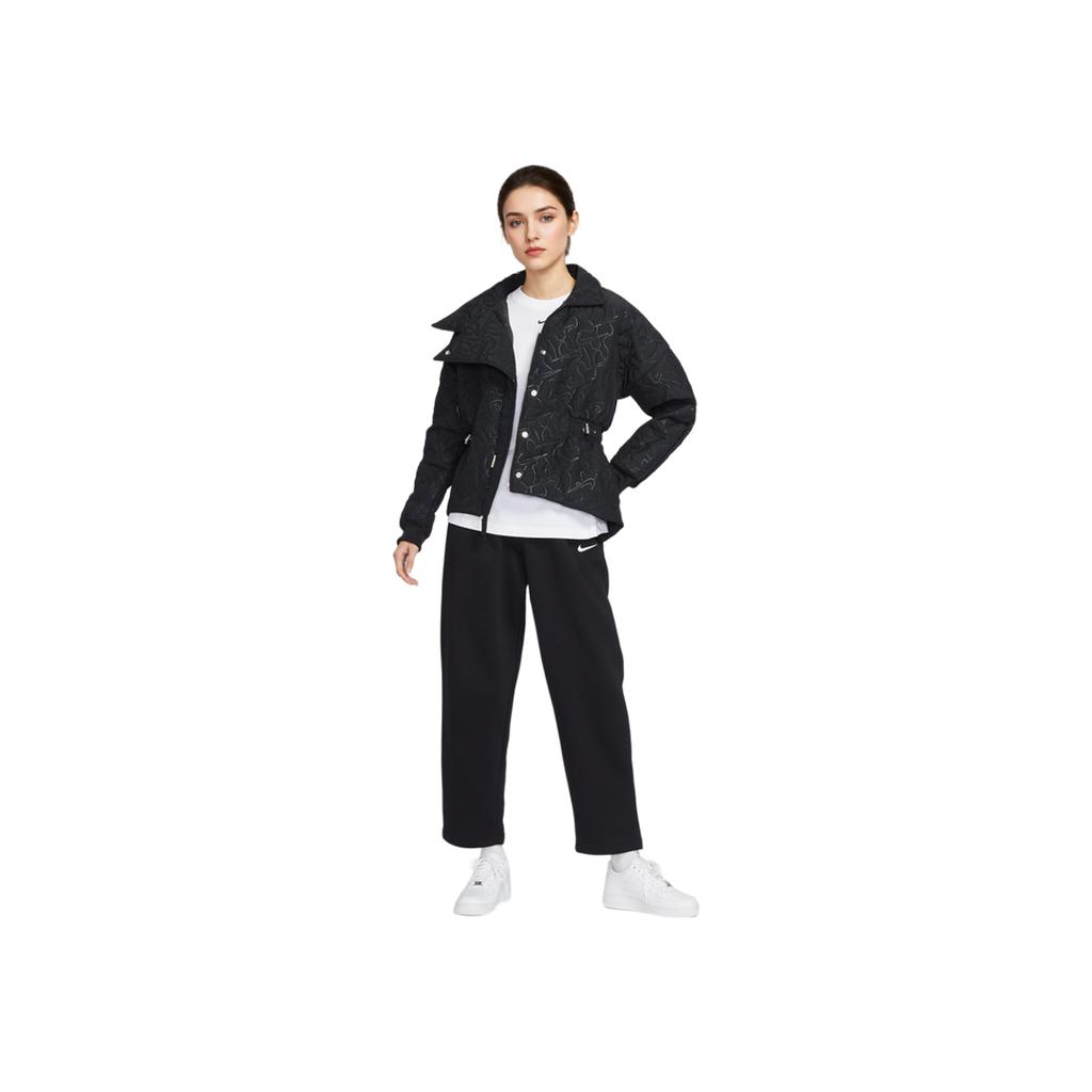 Nike Quilted Embroidered Cotton Jacket Women Outerwear Black DV8213-010
