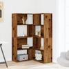 Corner Bookshelf 4 Tier Antique Wood Look 85 X 85 X 140 Cm Engineered Wood
