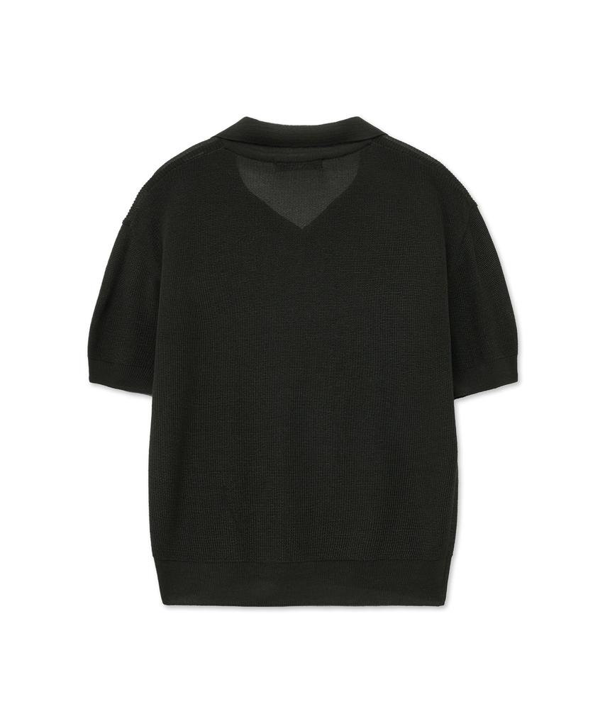 THE SATURDAY EVENING POST Crop Polo Knit_Charcoal