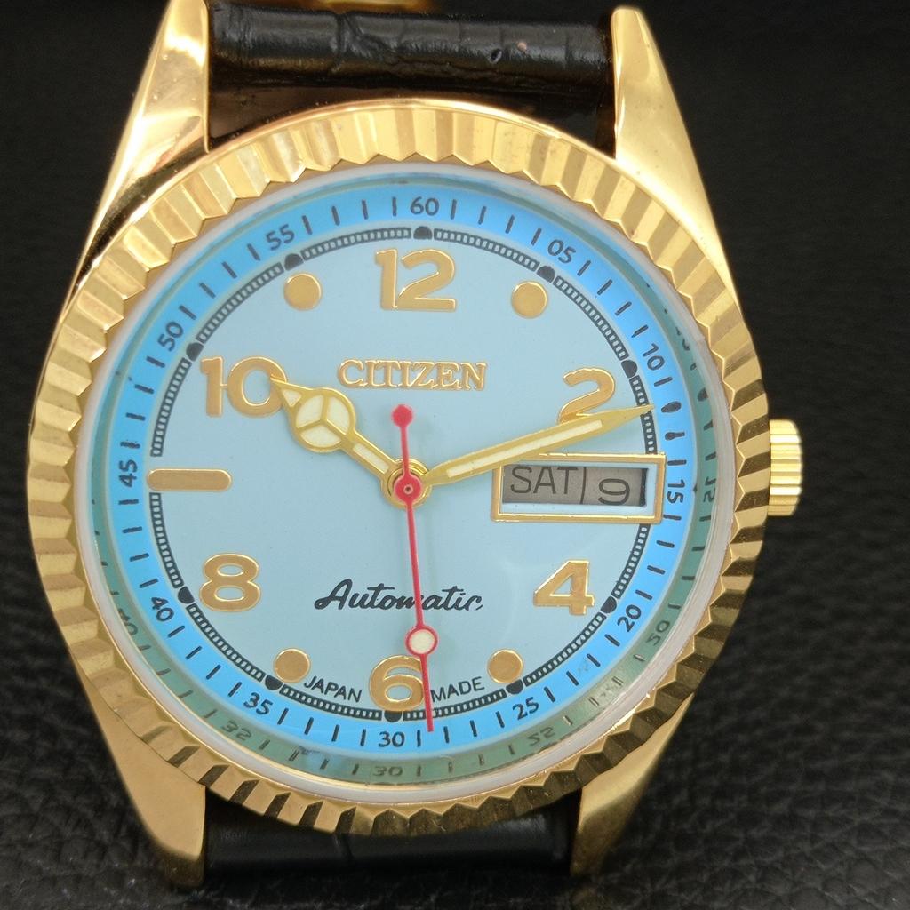 VINTAGE REFURBISHED CITIZEN AUTOMATIC JAPAN MENS SKY BLUE DIAL WATCH a445316-1