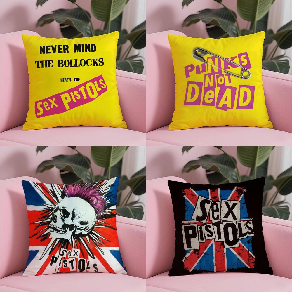 Punk Rock Band S-Sex Pistols Pillow Case Short Plush Double-Sided Printing Home Machine Washable In Warm Winter Cushion Cover