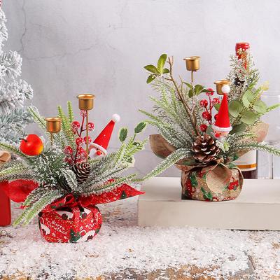 Christmas Votive Candle Holders Metal Long Candle Stick Holder Festival Theme for Party Table Decoration