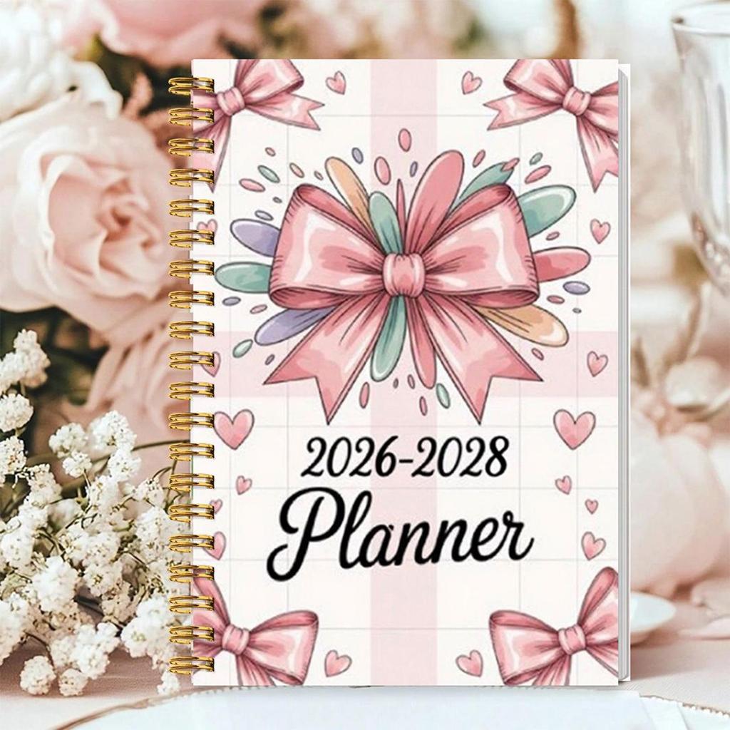Planner 2026-2028 Spiral Bound Bow 36-Month Hardcover 3 Year Planner Calendar For Home School Office Work Appointment Academic