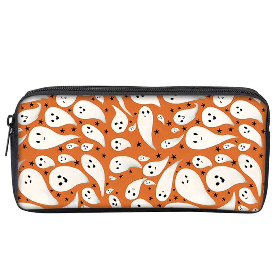 Ghost Pattern Single Layered Pencil Case With Handheld For Boy And Girls Best Gifts 2D Cartoon School Pencil Pouch For Children