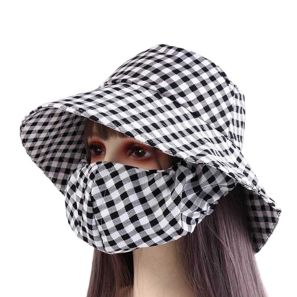 

Portable Sun Protection Women Sun Hat Face Mask Wide Brim Sunscreen Mask Riding Hat Farm Work Cap Bucket Hat Sun Protection