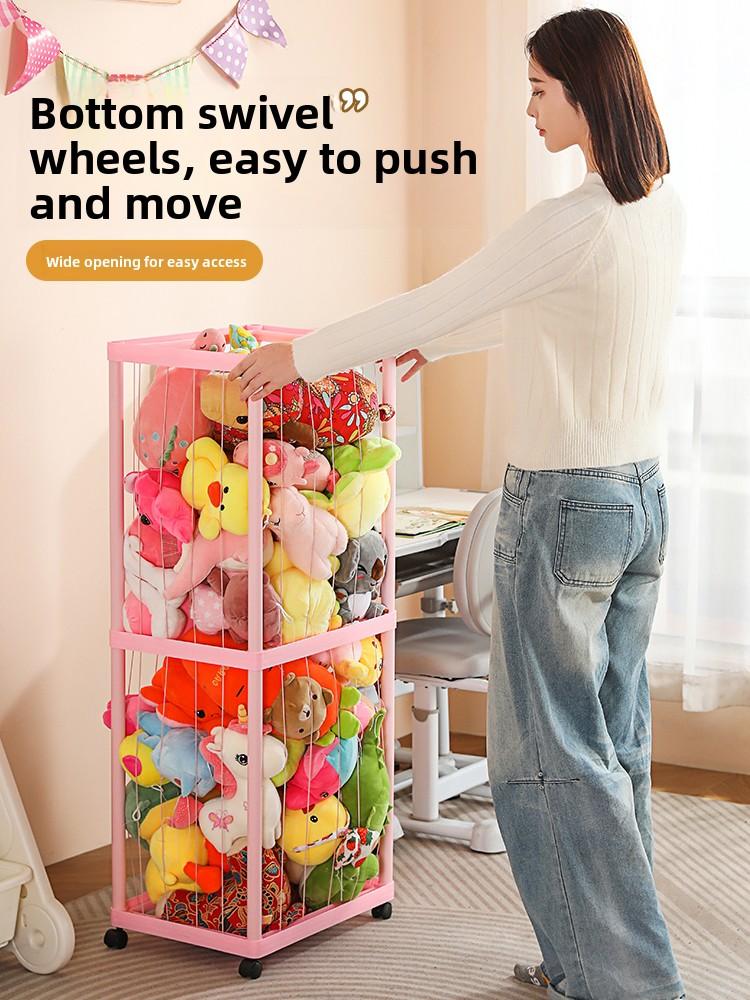 Large Capacity Children's Doll Storage Bucket Toy Organizer Elastic Transparent Basket for Plush Toys And Dolls Home Use