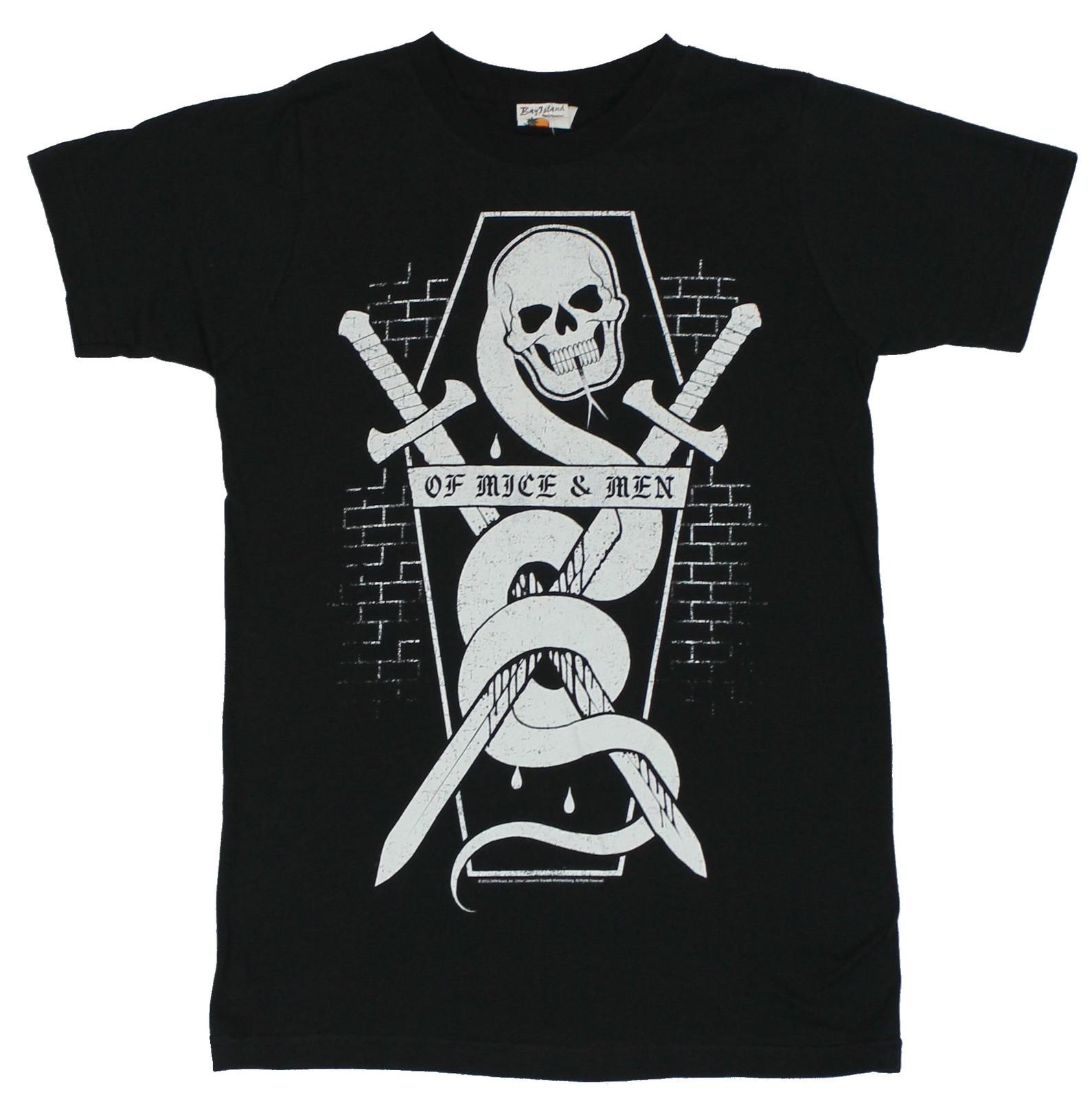 Of Mice and Men Adult New T-Shirt - Skull Head Crossed Sword Coffin Crest XL