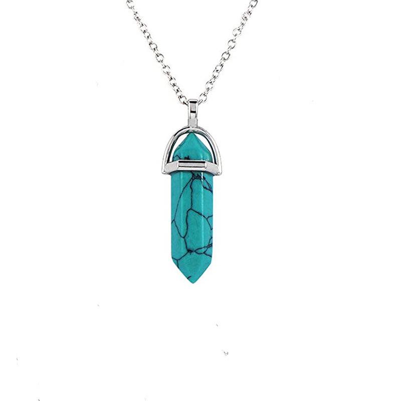 Collar Colgante Hexagonal de Cristal de Piedra Natural - Joyería de Cadena para Clavícula Multicolor