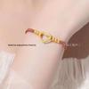 Shuibei 999 Reingold Ping'an Schnalle Armband mit goldenen Glücksperlen - Geflochtenes Handseil Valentinstag Qixi Geschenk