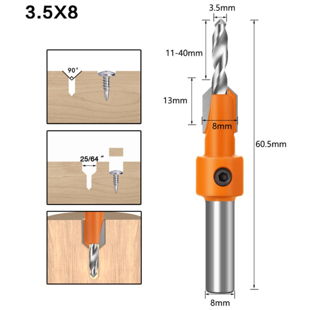 1PCS 8/10mm Shank HSS Woodworking Countersink Router Bit Screw Extractor Remon Demolition for Wood Milling Cutter