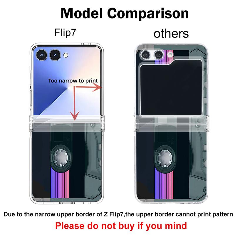 Creative Audio Tape Print Case For Samsung Galaxy Z Flip 8 7 6 5 4 Flip8 Flip7 Flip6 Magnetic For Magsafe Clear PC Hard Folding Phone Cover