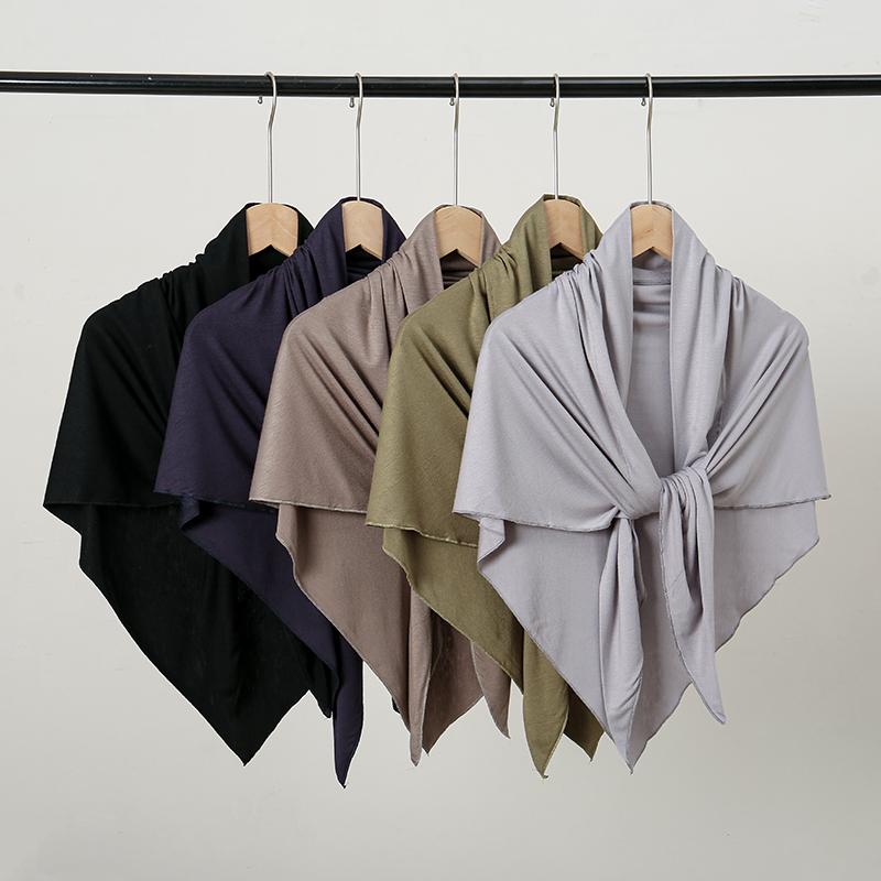 Neuer dreieckiger Jersey-Hijab-Schal für Damen Muslimische Schals Kopftuch Wickeltücher Einfarbige Schals Kopfbedeckung Islamischer Turban Stirnband