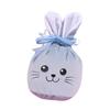 Easter Bunny Drawstring Gift Bag with Smiling Face, Hot Stamped Candy Bag