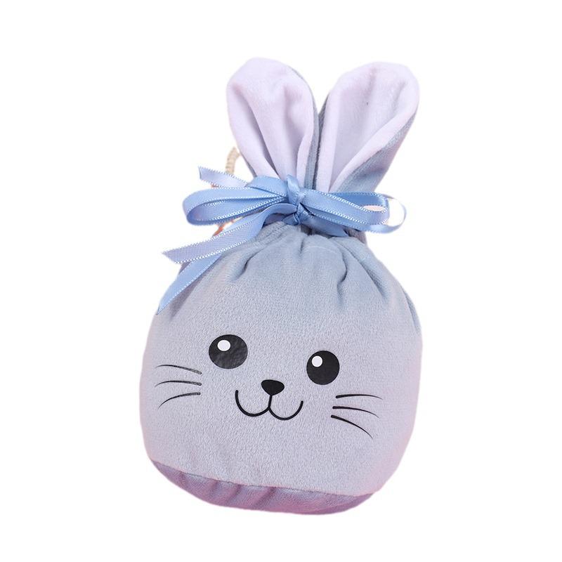 Easter Bunny Drawstring Gift Bag with Smiling Face, Hot Stamped Candy Bag