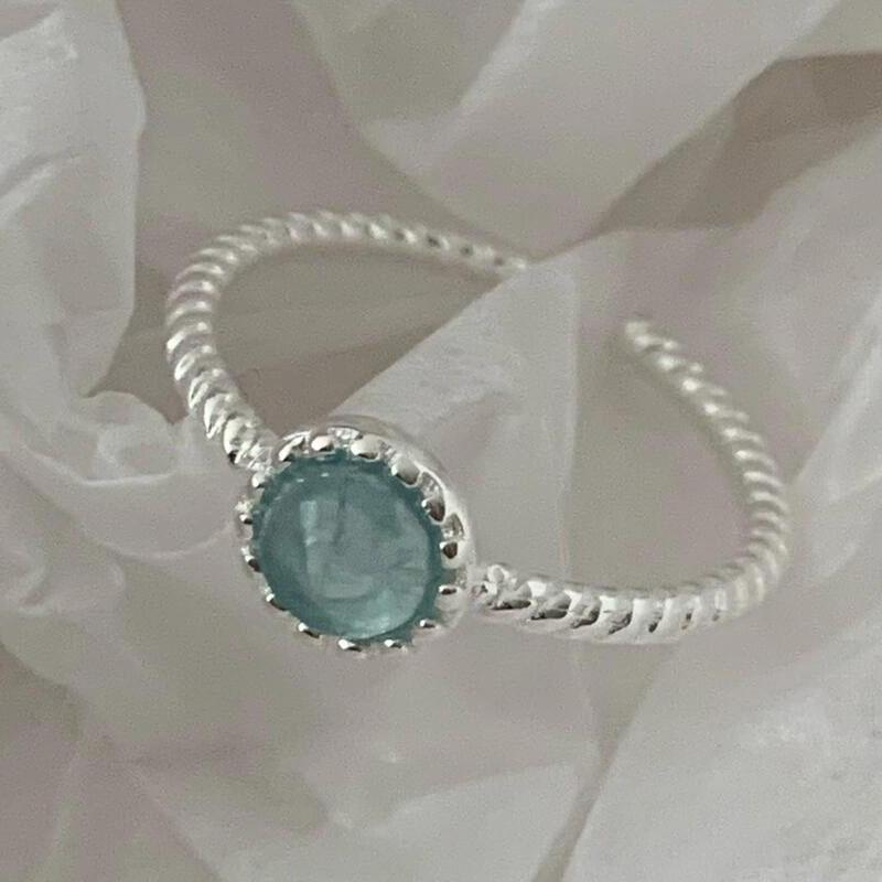 

925 Sterling Silver Rings For Women Geometric Fine Jewelry Finger Adjustable Simple BLue Stone CZ Ring For Party Birthday Gift resizable
