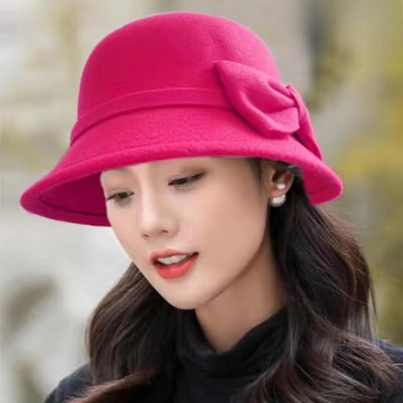 Solid Color Fedora Trendy Fine Workmanship Cold Resistant Fashion Ladies Vintage Elegant Woolen Hat